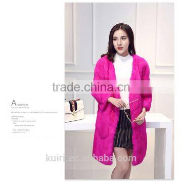 New Arrival Long Genuine Gray Rex Rabbit Fur Coat for Women Fashion Warm Real Fur Coats Plus Size Winter Jacket photo-2