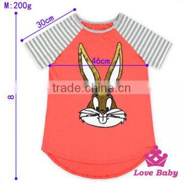 Wholesale 100% Cotton Summer Unisex Easter Cute Bonny Rabbit Children Kid Stripe With Sequins Short Sleeve T-shirt photo-6