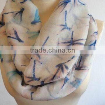 Dragonfly Print Mint Green Fashion Voile Scarf photo-3