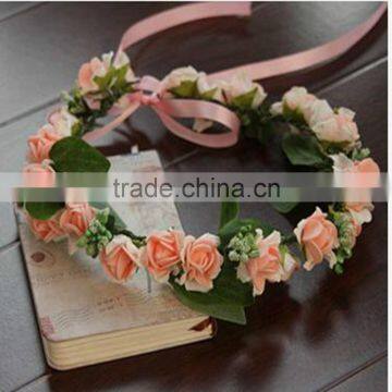 Wholesale Decorate Bridal Headpiece Rose Flower Head Wreath photo-2