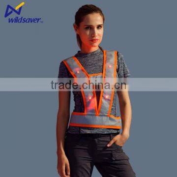 Waterproof reflective Flashing yellow safety vest with pockets