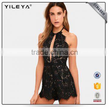 Hot Sale Lace Embroidery Deep V Neck Women Party Jumpsuits photo-2