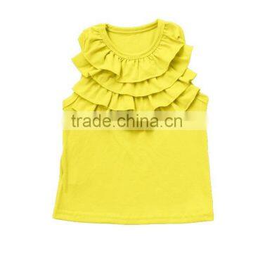 Hot Selling Icing Ruffle Boutique Baby Girl Cotton Lastest Tank Top 2017 Summer photo-3