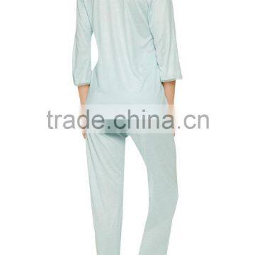 Wholesale Best Selling Women's Sleepwear Lace-Trimmed Stretch Jersey Pajamas Set