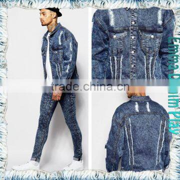Free shipping 2015 Fall New Design Antique Denim Long Sleeve Cowboy Man Jackets Coat