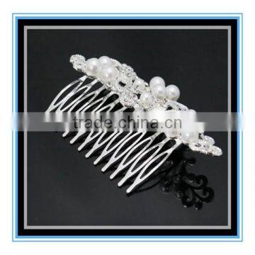 Newest Design White Pearl and Crystal Flower Wedding Bridal Claw Clip Hair Accessories Comb photo-4