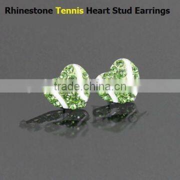 2015 Factory Price Full All Sports Rhinestone Heart Stud Earrings Baseball Stud Earrings photo-5