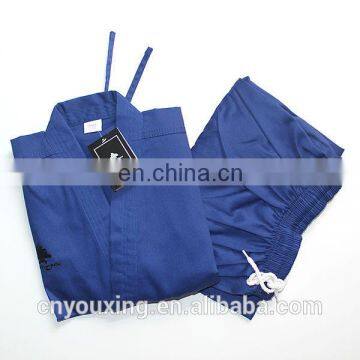 blue karate uniform, ribbed fabric karate dobok