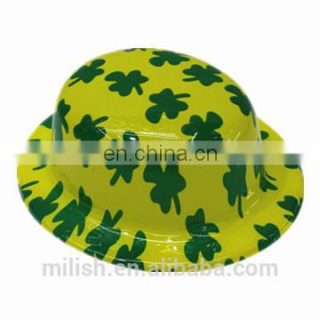 MH-2204 Party Yellow and Green Clover Saint St Patrick Day Derby Bowler Hat