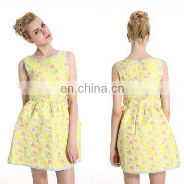 2014 New Design Cute Sleeveless Ladies Floral Dress