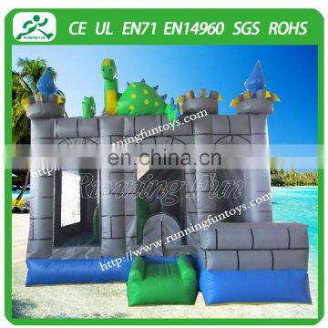 Amazing inflatable dinosaur bounce house, grey inflatable bouncer with air blower for rental