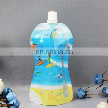 Customized Bottle shaped Plastic liquid spout pouches for drinking water