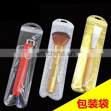 6.5*24cm Pen zip lock packagig Opp bag header packing plastic bags wholesale Clear cosmetic brush poly bag with handles