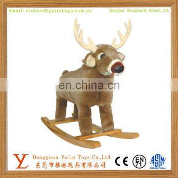 Custom high quality soft plush toys promotional animal toys Reindeer riding rocker wholesale toys