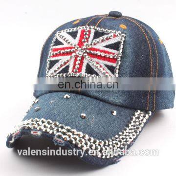 Ladies Summer Sports Hat Rhinestone Crystal HERO Blue Jean Bling Baseball Hat photo-3