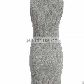 MIKA72351 Elegant Gray Sleeveless Knitted Casual Dress Women Evening Party Bodycon Dress GirlsLadies Spring Short Pencil Vestido photo-4