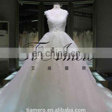 1A929 Brilliant 3d Little Flowers See Through Sleeveless Pretty Lace-up Ball Gown Wedding Dress