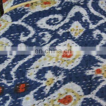 Kantha handmade cotton quilt/tropical kantha quilt/ikat kantha quilt