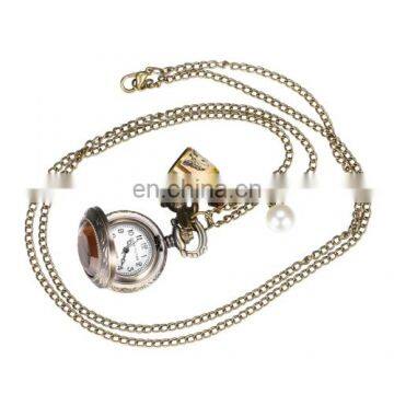 Wholesale Vintage Quartz Watch, Free Shipping Pocket Watch With Alloy Chain and Rabbit Header Wishing Bottle Pearls photo-2