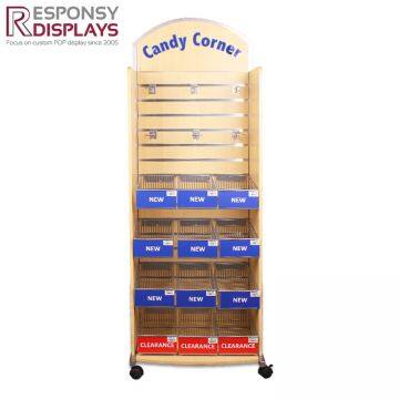 Metal and Wood Candy Food and Snack Chocolate Bars Gum Display Shelf for Supermarket photo-2