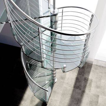 Modern Stainless Steel Glass Spiral Staircase With Stainless Steel Balustrade photo-5
