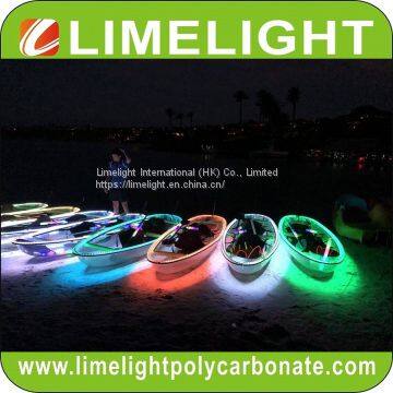 clear kayak with LED light for night tour