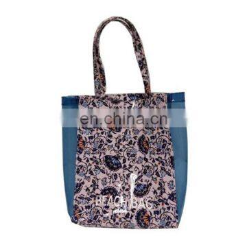 Transparent PVC Custom Printing Long Hand Tote Summer Beach Bag