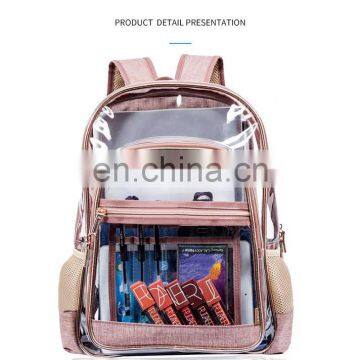 2019 Fashion Lady Girl Large Capacity Pink Clear Transparent PVC Backpack School Bag Rucksack photo-5