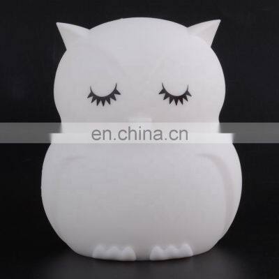 Switch cartoon owl Led Silicone Multicolor Changing Night Light Battery Colorful night  Lamps For Kids