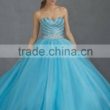 2014 New High Quality Elegant sweetheart sleeveless Ball Gown with beaded A-Line Quinceanera Dress
