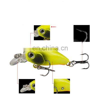 4.4cm 3.8g 6colorsPlastic Mini Bionic Bait With Treble Hooks Tackle Sea Bass Crank Bait photo-2