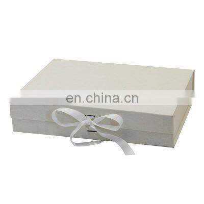 Custom baby kids clothing packaging ivory cardboard ribbon gift box with magnetic lid