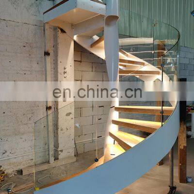 China Factory Supplier Oak Solid Wood Tempering Glass Spiral Stair Used Spiral Staircases