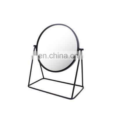 K&B simple black desktop makeup vanity mirror black metal frame round desktop mirror