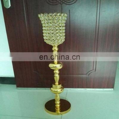 wedding & party centerpiece crystal gold tall candle holder