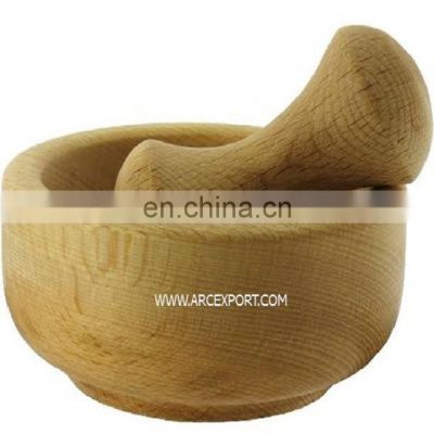 Wooden mortar & pestle