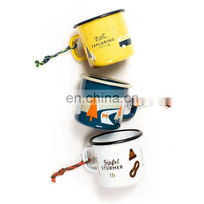 350ml customized wholesale stainless steel vintage sublimation enamel mug set