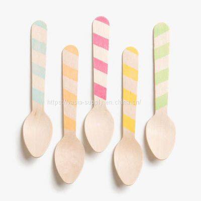 Natural Wood Customized Size Disposable 110cm Wooden Spoon Flat Ice Cream Spoons