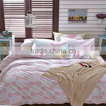 Cute girls bedding set pink bow printed kids comforter cover sets eco-friendly children quilt cover set