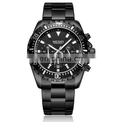 MEGIR 2064 Stainless Steel Watches Quartz Fashion Business Style Wristwatches Quality Mens Watches