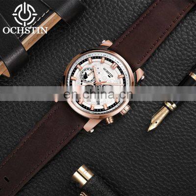 OCHSTIN GQ6111 Chronograph Quartz Men Watch Military Sport Leather Wristwatch Relogio Masculino photo-5