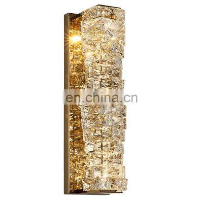 Modern Design Hotel Luxury Wall Light Interior Vintage Gold Bedroom Art Decor K9 Crystal Sconce