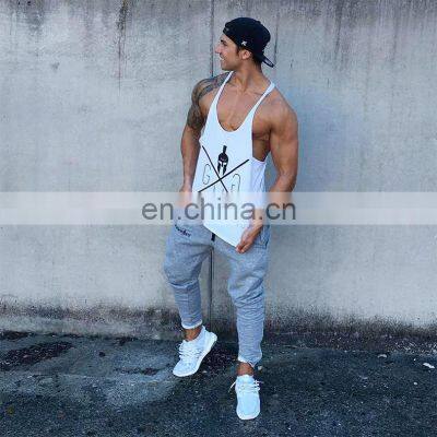 Wholesale Custom Print Logo Sports 100% Cotton Mens Gym Vest Tank Top photo-3