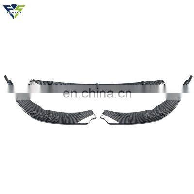 3Piece Car Front Bumper Lip Glossy black/ carbon fiber look front lip spoiler bumper lip for T-oyota Camry 2018+