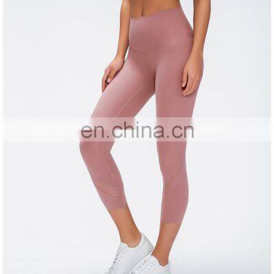 Top Quality Nylon Spandex Nude Feeling Women Yoga Wear Custom 3/4 Length Training Yoga Pants photo-2