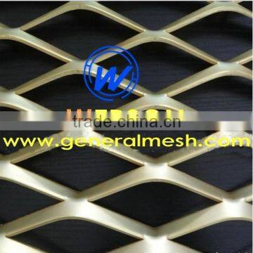 general mesh Brass Expanded Metal Mesh-aperture: 2.5 *5mm ,Strand Width:0.5mm