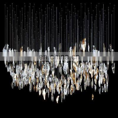 Customized long pendant lights Indoor Decoration Ceiling Lighting Chandelier for Living Room LED Glass Chandelier Pendant Lamp