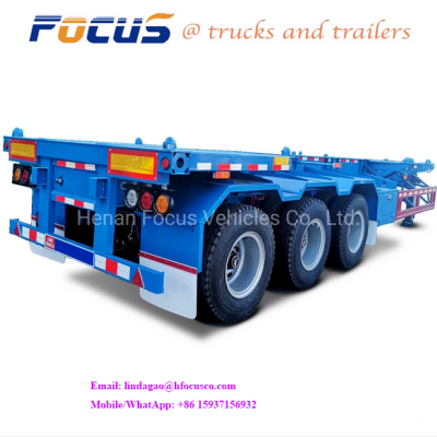 China Factory Skeleton/Skeletal 20gp 40gp Container Truck Trailer in Stock,20/40ft skeleton trailer, 6m/12m skeletal trailer for sale, tri axle skeletal trailer for sale