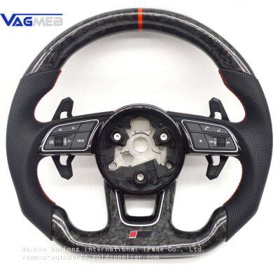 For Audi A4 B9 S4 RS4 Carbon Fiber Steering Wheel Red Line With Paddle Assembly Accessories