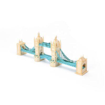 Customized 3D Tower Bridge of London-England Puzzle Assembly Papercraft Set DIY Toys, City Architecture DIY Building Blocks